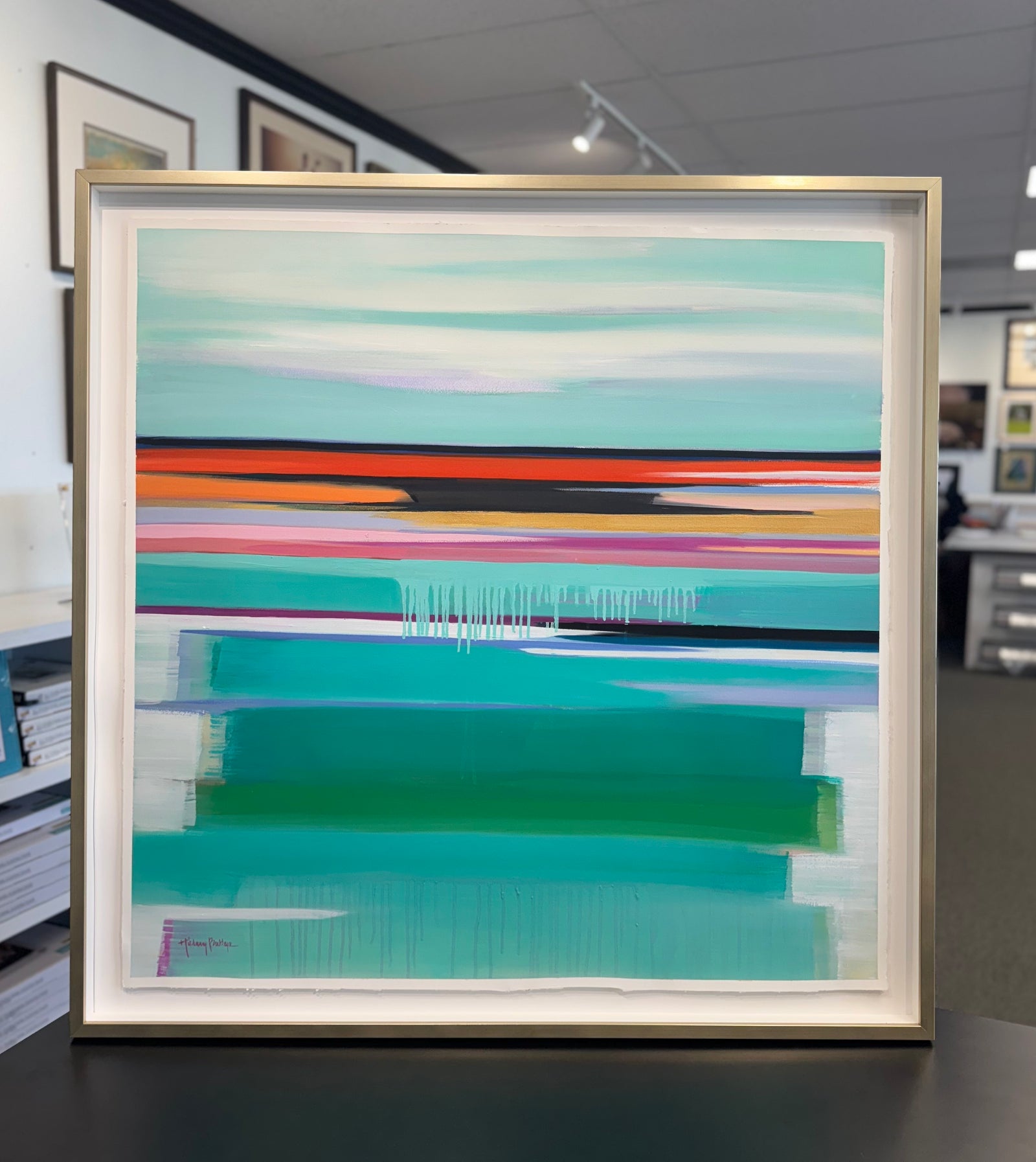 Coral Horizon, Mint Drips & Green Bottom - framecornermemphis