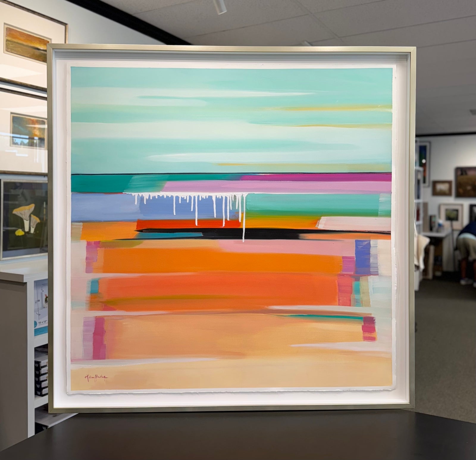 Purple Horizon Line, Peach Bottom and White Drips - framecornermemphis